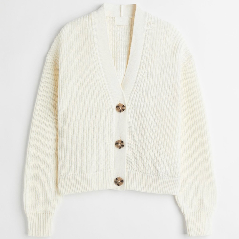 H&M rib knit cardigan ivory NWT